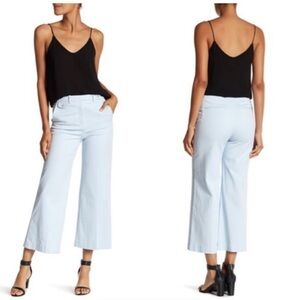 Theory Nadeema Relaxed Chino Pants Size 8, light blue capri Wide Leg, Cotton.